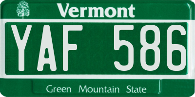 VT license plate YAF586