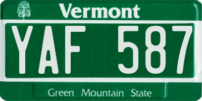 VT license plate YAF587