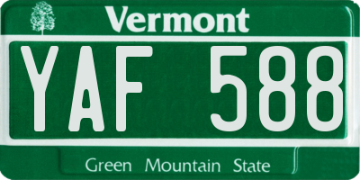 VT license plate YAF588