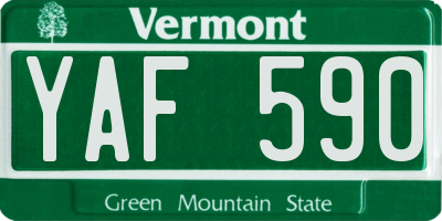VT license plate YAF590