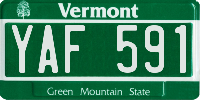 VT license plate YAF591