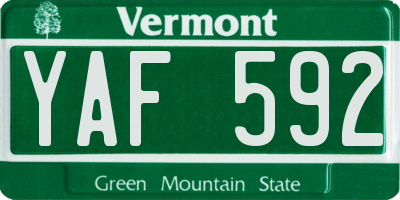 VT license plate YAF592