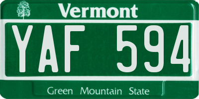 VT license plate YAF594