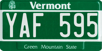 VT license plate YAF595
