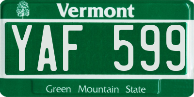 VT license plate YAF599