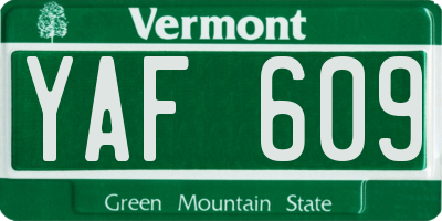 VT license plate YAF609