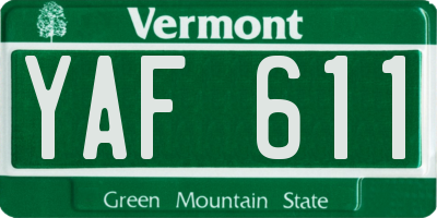 VT license plate YAF611