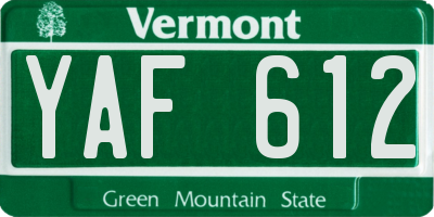 VT license plate YAF612