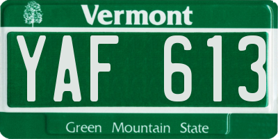 VT license plate YAF613