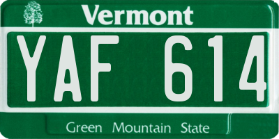 VT license plate YAF614