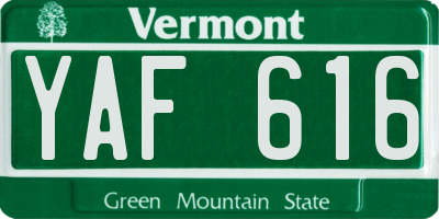 VT license plate YAF616