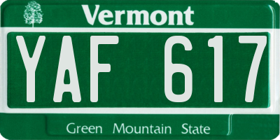VT license plate YAF617