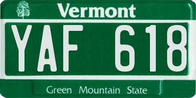 VT license plate YAF618