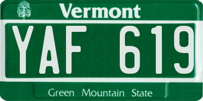 VT license plate YAF619