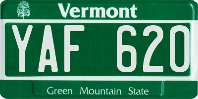 VT license plate YAF620