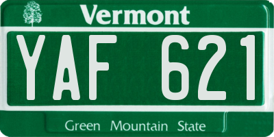 VT license plate YAF621
