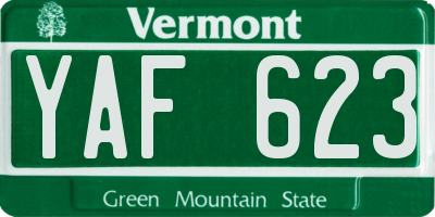 VT license plate YAF623