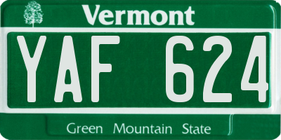 VT license plate YAF624