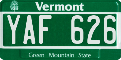 VT license plate YAF626
