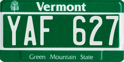 VT license plate YAF627