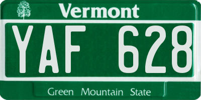 VT license plate YAF628