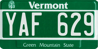 VT license plate YAF629