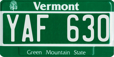 VT license plate YAF630