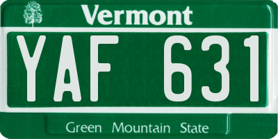 VT license plate YAF631