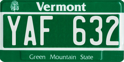 VT license plate YAF632