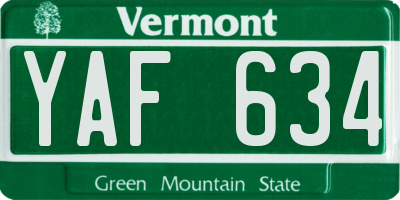 VT license plate YAF634