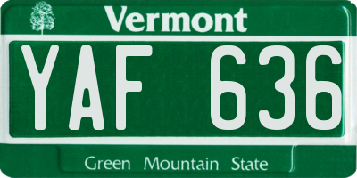 VT license plate YAF636