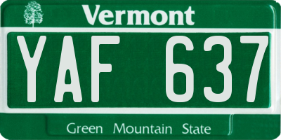 VT license plate YAF637