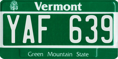 VT license plate YAF639