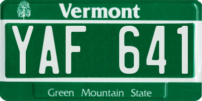 VT license plate YAF641