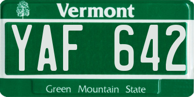 VT license plate YAF642