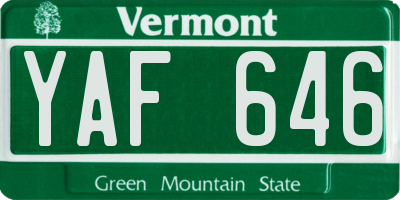 VT license plate YAF646