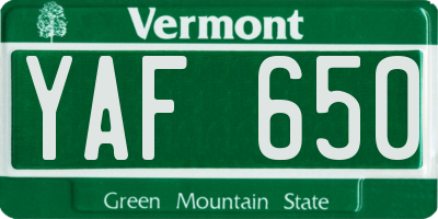VT license plate YAF650