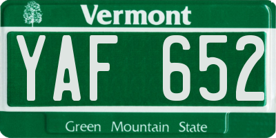 VT license plate YAF652