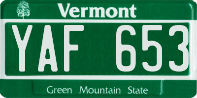 VT license plate YAF653