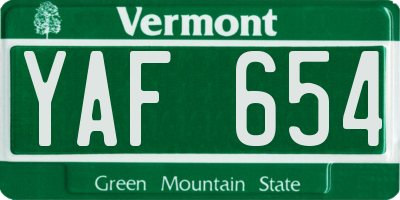 VT license plate YAF654