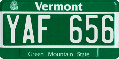 VT license plate YAF656