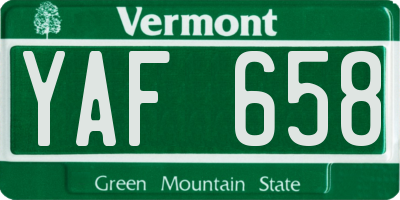 VT license plate YAF658