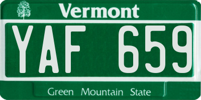 VT license plate YAF659