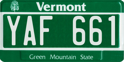 VT license plate YAF661
