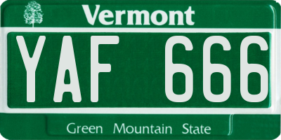 VT license plate YAF666