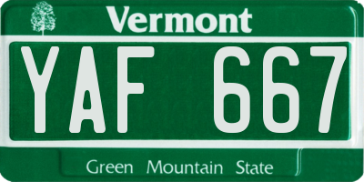 VT license plate YAF667