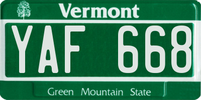 VT license plate YAF668