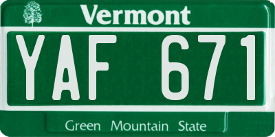 VT license plate YAF671