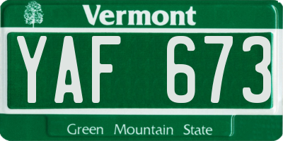 VT license plate YAF673