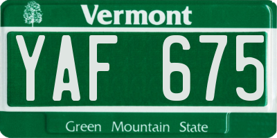 VT license plate YAF675